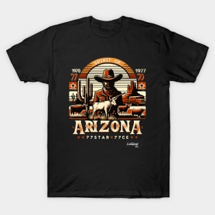 Desert Wrangler: Arizona's Cowboy Charm - American Vintage Retro style USA State T-Shirt